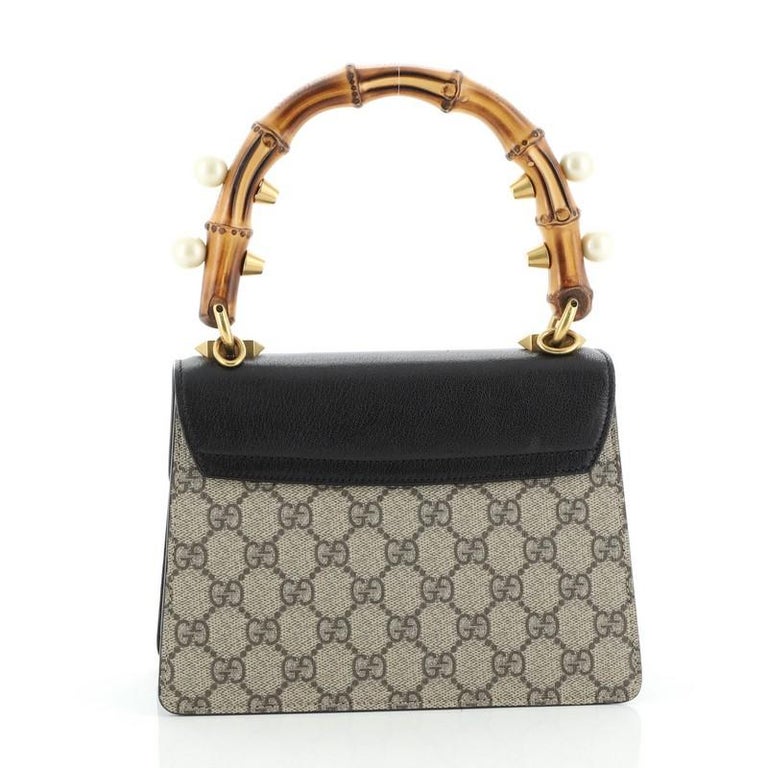 Gucci Broche Bamboo Top Handle Bag GG Coated Canvas and Leather Mini at ...