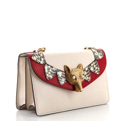 Gucci Broche Flap Bag Leather with Snakeskin Small