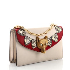 Gucci Broche Flap Bag Leather with Snakeskin Small