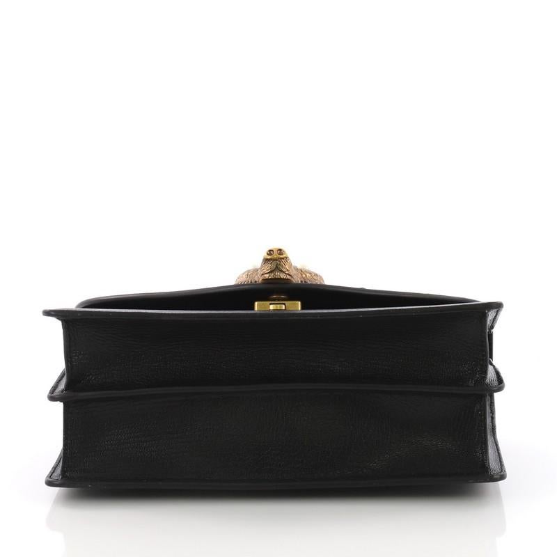 Black Gucci Broche Flap Bag Leather with Snakeskin Small