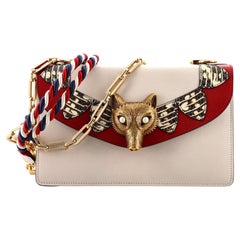 Gucci Broche Flap Bag Leather with Snakeskin Small