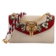 Gucci Broche Flap Bag Leather with Snakeskin Small