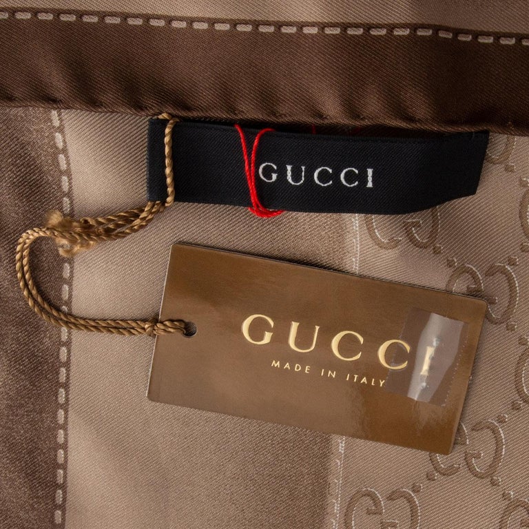 Gucci GG Monogram Brown Silk Scarf