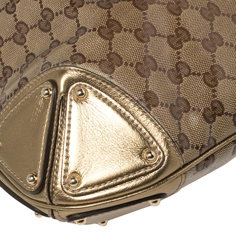 Gucci Bronze GG Crystal Coated Canvas Medium Indy Hobo 5