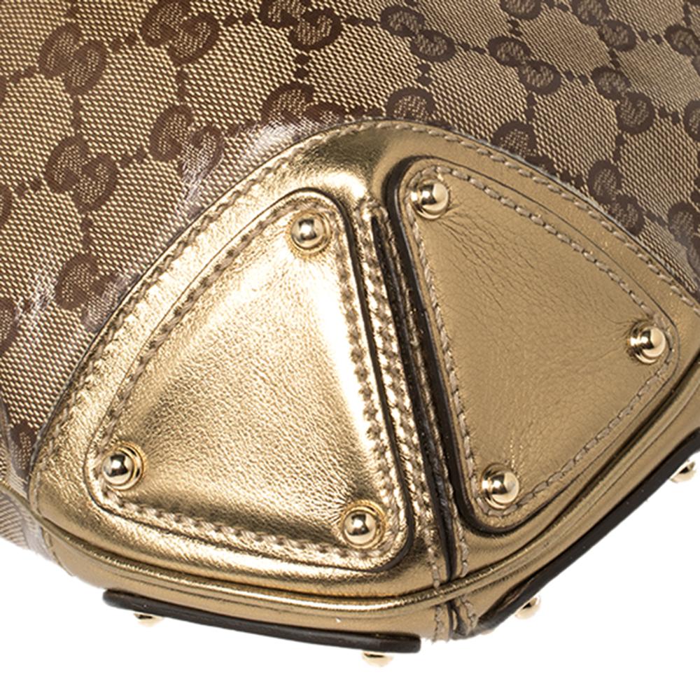 Gucci Bronze GG Crystal Coated Canvas Medium Indy Hobo 7