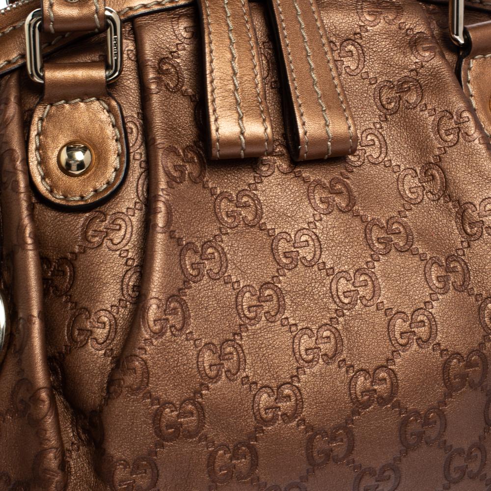 Brown Gucci Bronze Guccissima Leather Medium Sukey Boston Bag