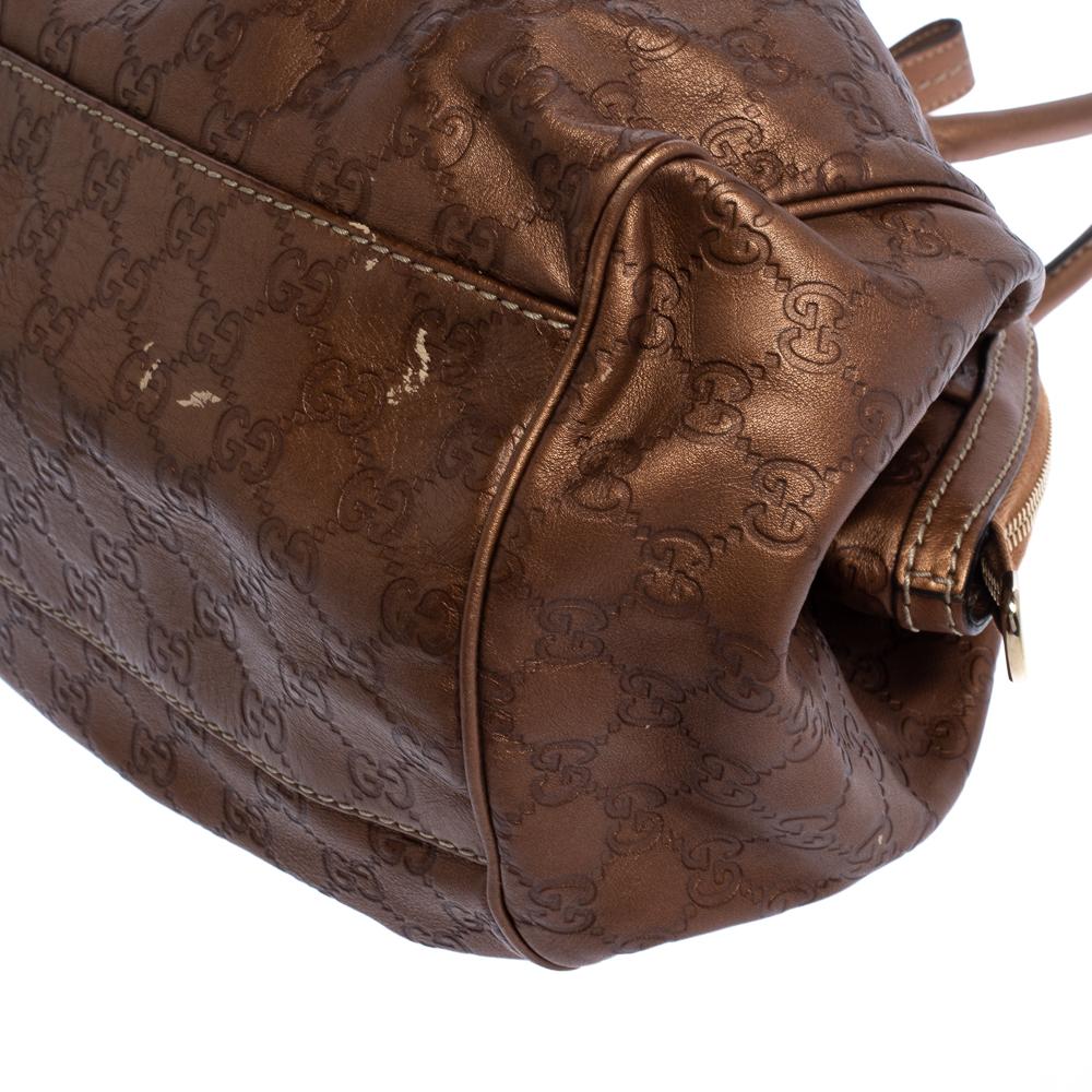 Women's Gucci Bronze Guccissima Leather Medium Sukey Boston Bag