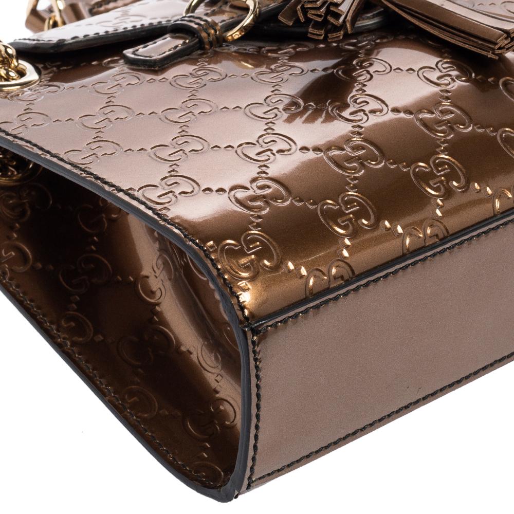 Gucci Bronze Guccissima Mirrored Leather Small Emily Chain Shoulder Bag 3