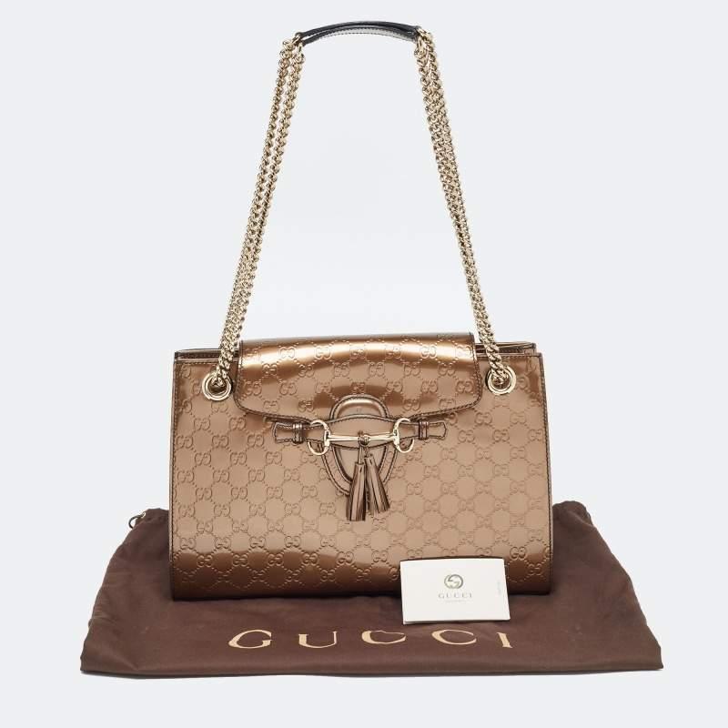 Gucci Bronze Guccissima Patent Leather Large Emily Chain Shoulder Bag 1