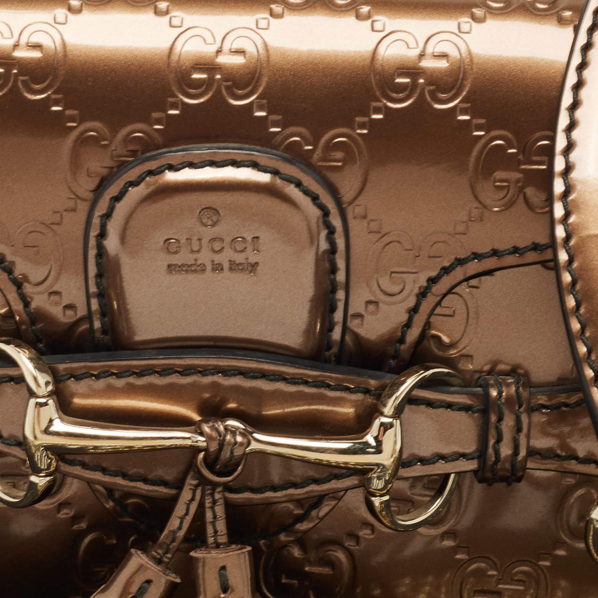 Gucci Bronze Guccissima Patent Leather Mini Emily Chain Shoulder Bag 7