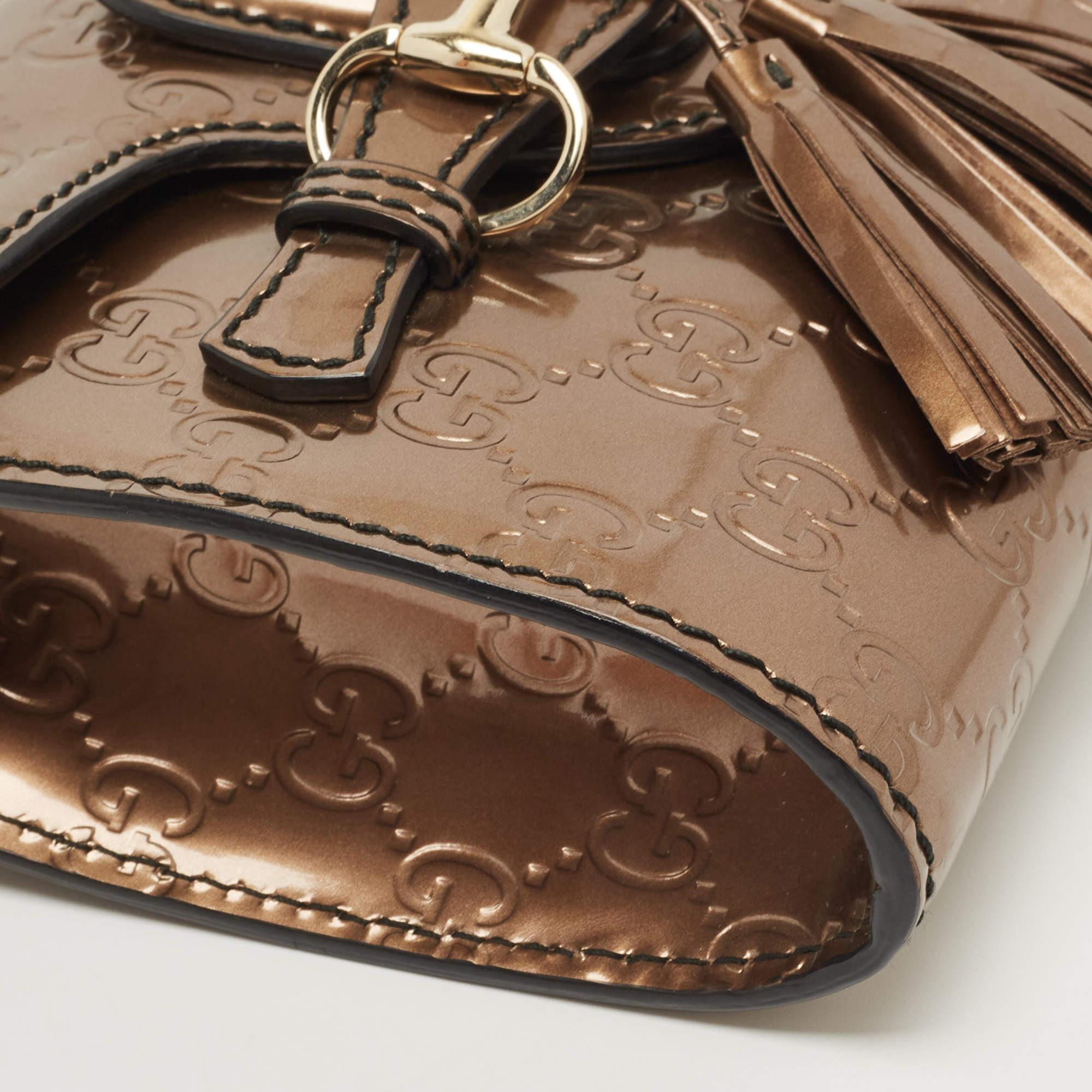 Gucci Bronze Guccissima Patent Leather Mini Emily Chain Shoulder Bag 1