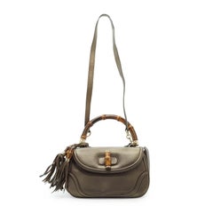 Gucci Bronze Metallic Leather New Bamboo Tassel 2way Top Handle Bag