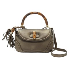 Gucci Bronze Metallic Leather New Bamboo Tassel 2way Top Handle Bag