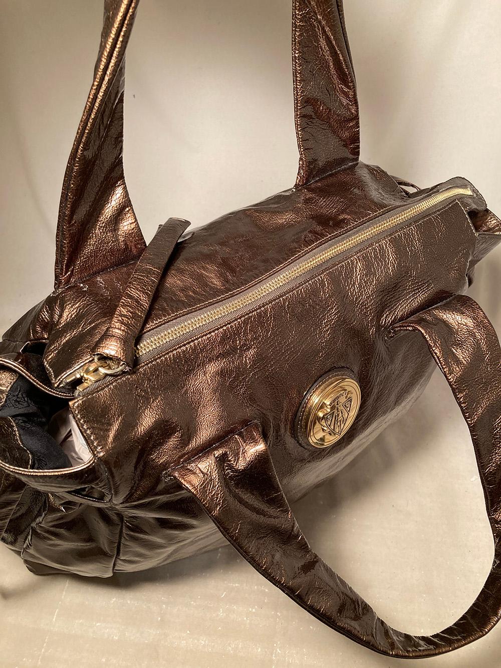 Black Gucci Bronze Patent Leather Hysteria Bag