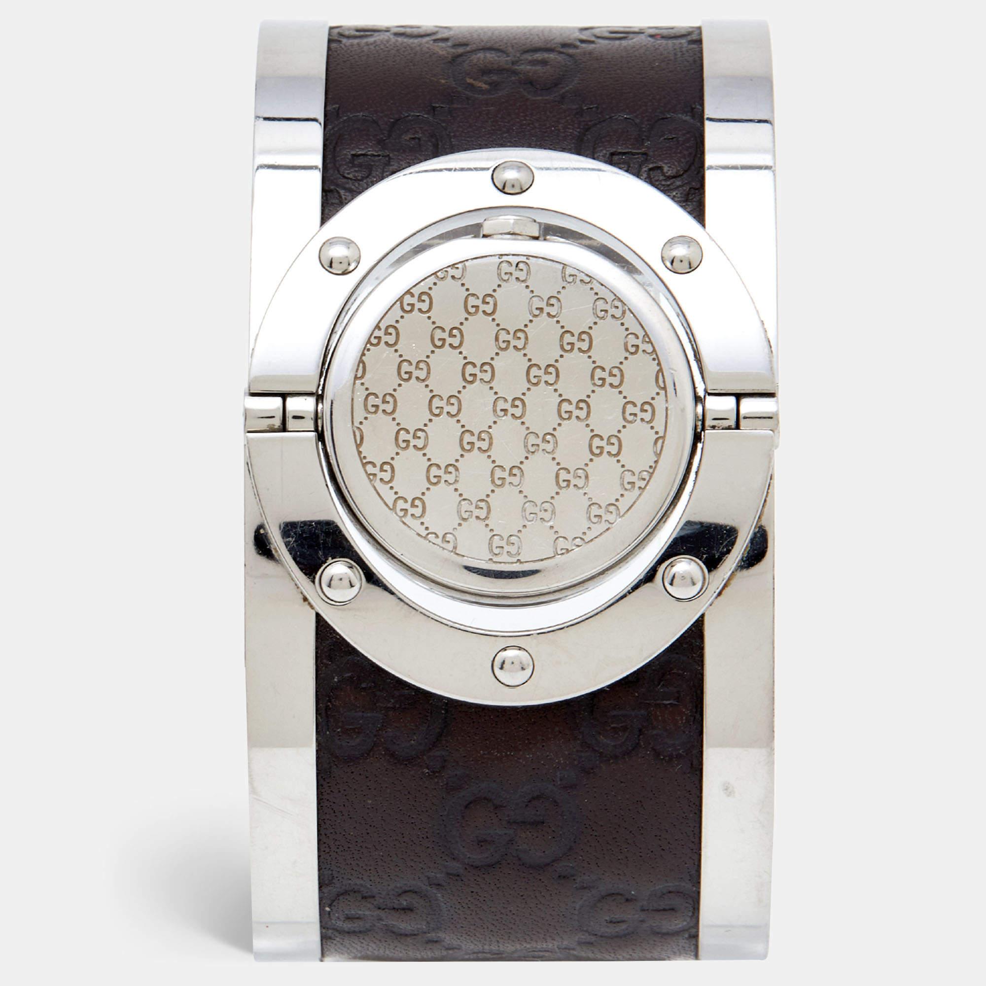 Gucci Bronze Stainless Steel Leather Twirl YA112433 Women's Wristwatch 23 mm 8