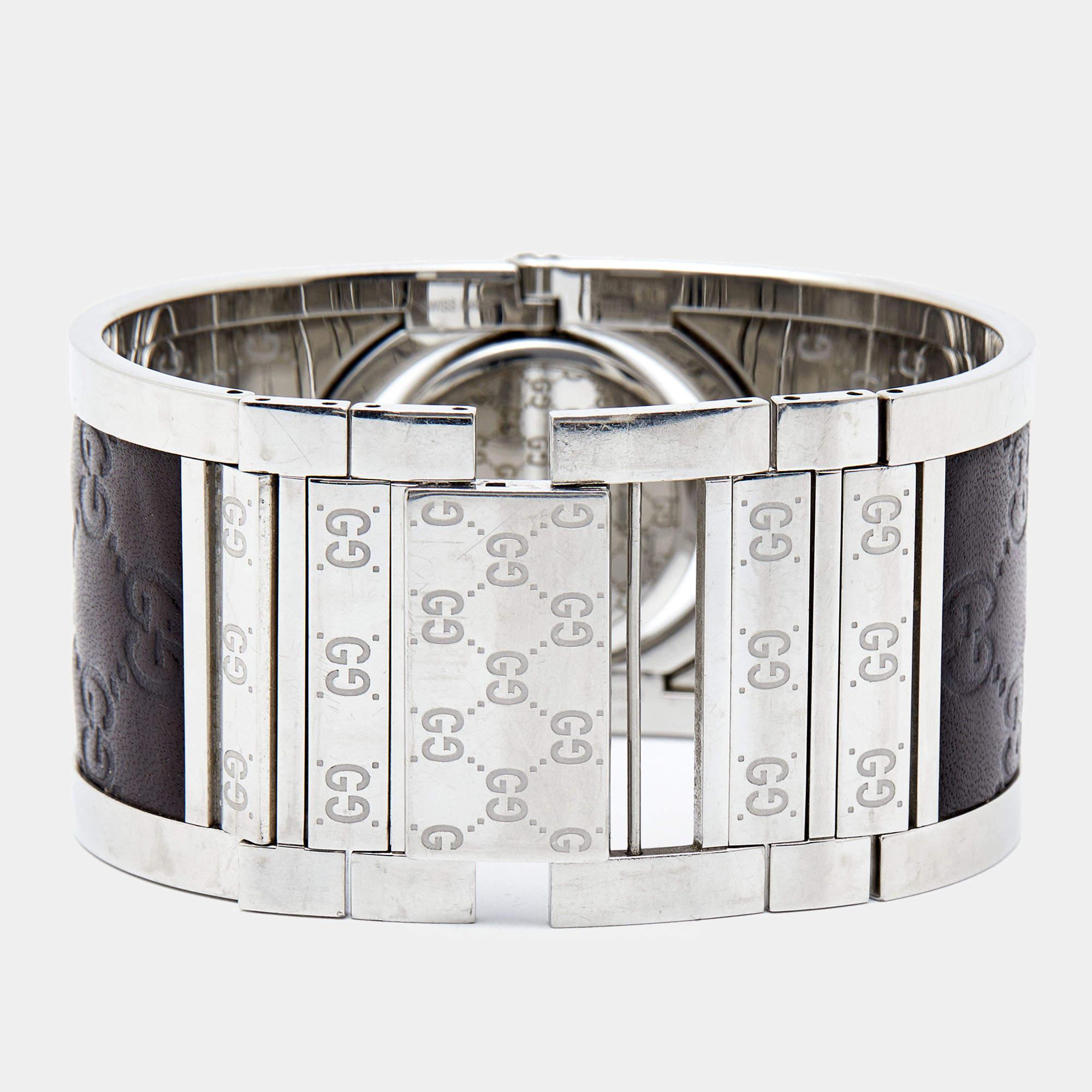 Contemporary Gucci Bronze Stainless Steel Leather Twirl YA112433 Women's Wristwatch 23 mm