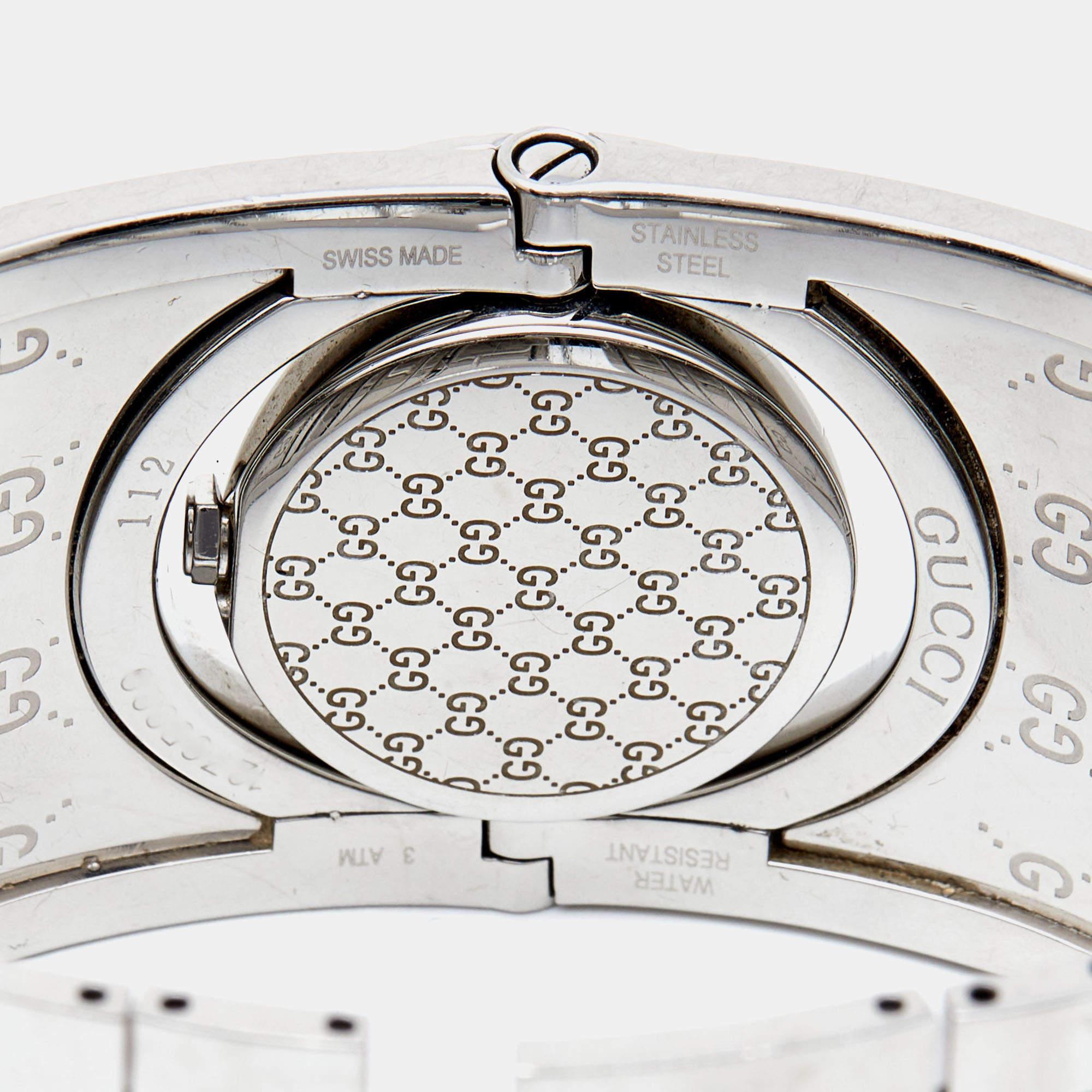 Gucci Bronze Stainless Steel Leather Twirl YA112433 Women's Wristwatch 23 mm In Good Condition In Dubai, Al Qouz 2