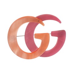 Gucci Brooch Orange & Pink Resin