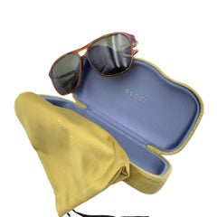 Gucci Brown Acetate GG0016S Squared Sunglasses 58/14 140mm