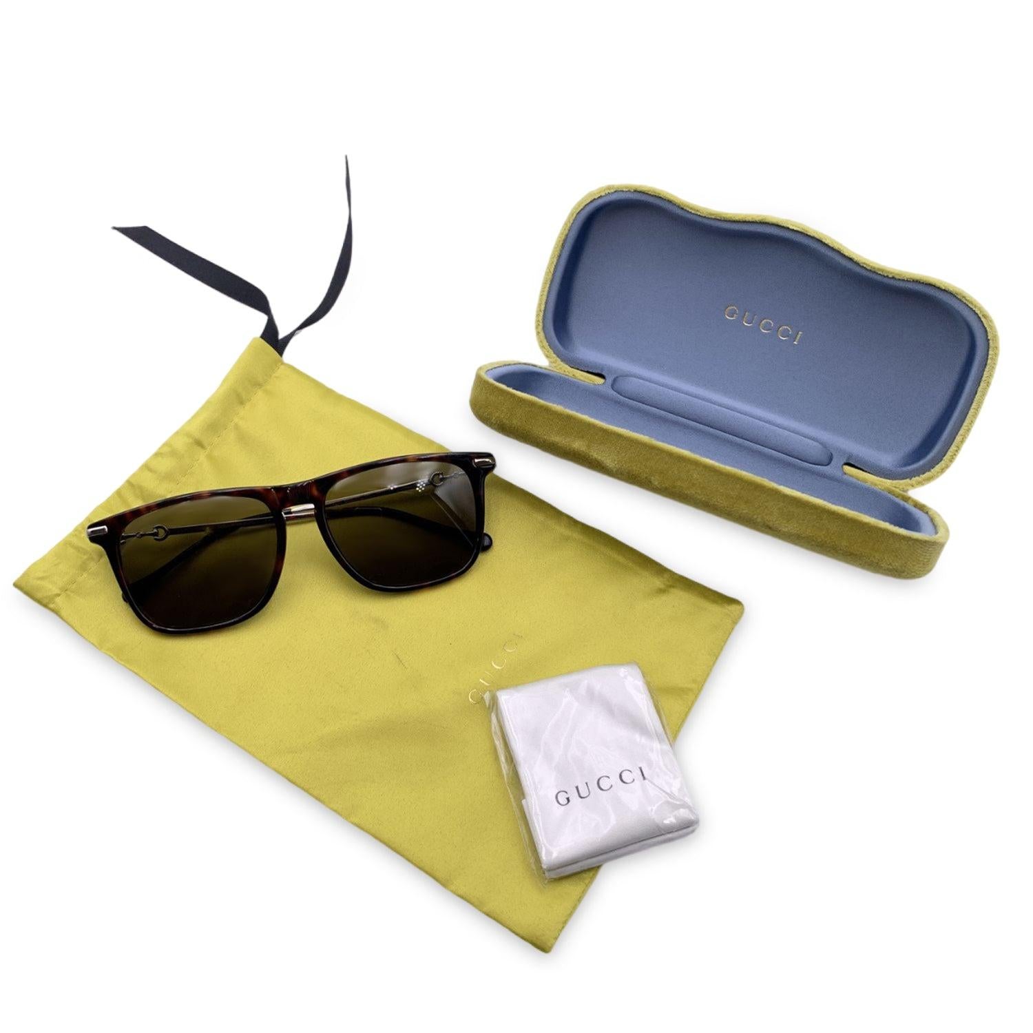 Gucci Braune Acetat GG0915S Horsebit-Sonnenbrille 55/17 145mm im Angebot 1