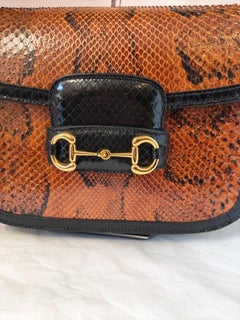 Gucci brown and black python skin horsebit shoulder bag