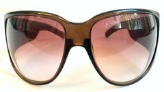 Gucci Brown and Gold "GG" Crystal Logo Sunglasses