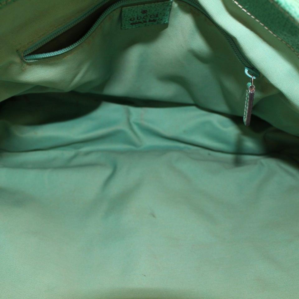 Gucci Brown and Signature Monogram 868913 Green Canvas Tote For Sale 6