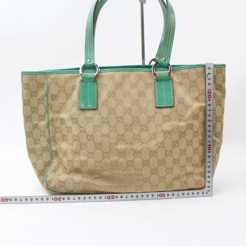 Gucci Brown and Signature Monogram 868913 Green Canvas Tote For Sale 2