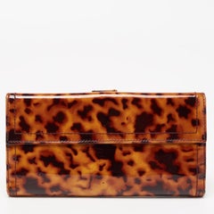 Gucci Brown Animal Print Patent Leather Hysteria Wallet