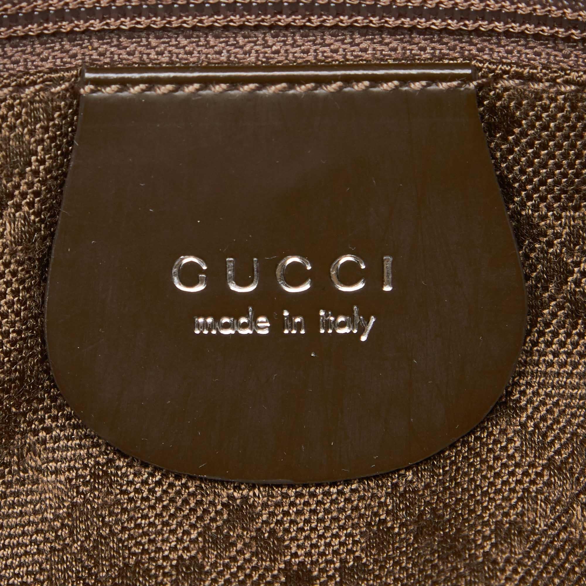 Gucci Brown Bamboo Nylon Handbag For Sale 2