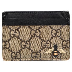 Gucci Brown Bee Print Supreme GG Cardholder