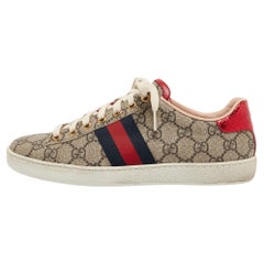 Gucci Brown/Beige Canvas Ace Low Top Sneakers Size 37