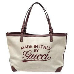 Gucci Brown/Beige Canvas and Leather Medium Craft Tote