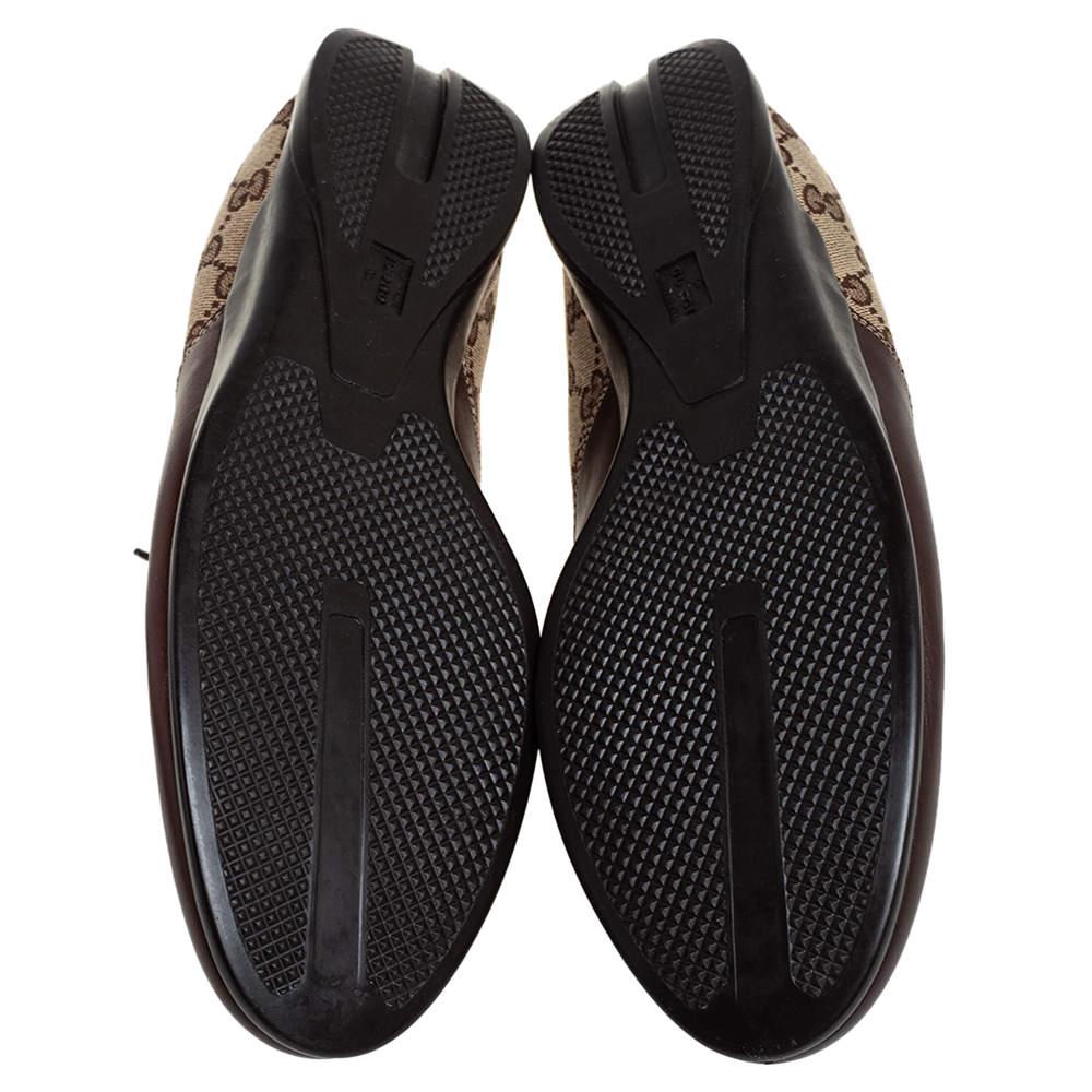 Gucci Brown/Beige Canvas Leder Lace Up Sneakers Größe 40.5 Herren im Angebot