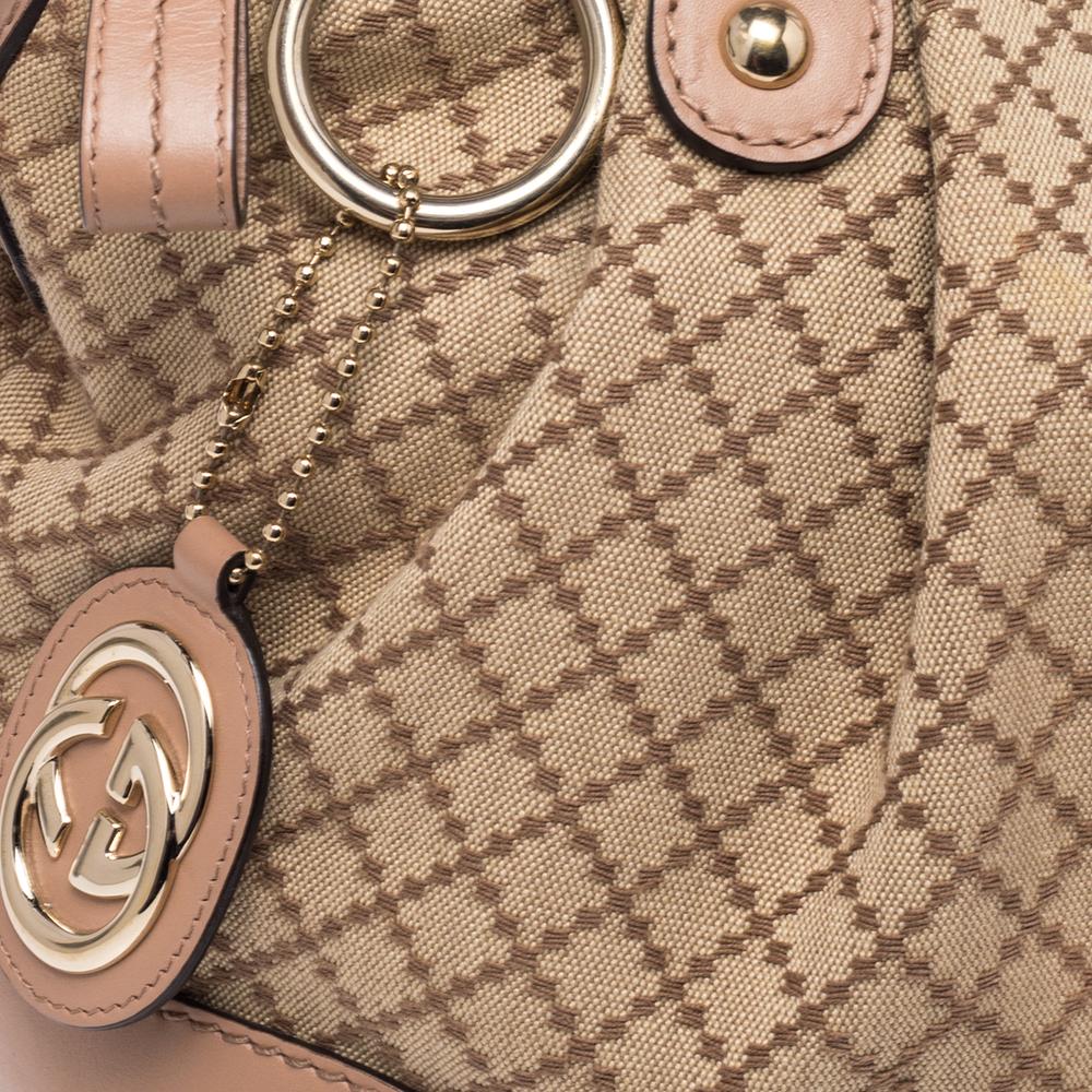 Gucci Brown/Beige Diamante Canvas And Leather Sukey Satchel 5