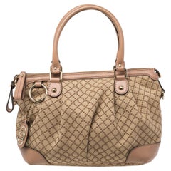 Gucci Brown/Beige Diamante Canvas And Leather Sukey Satchel