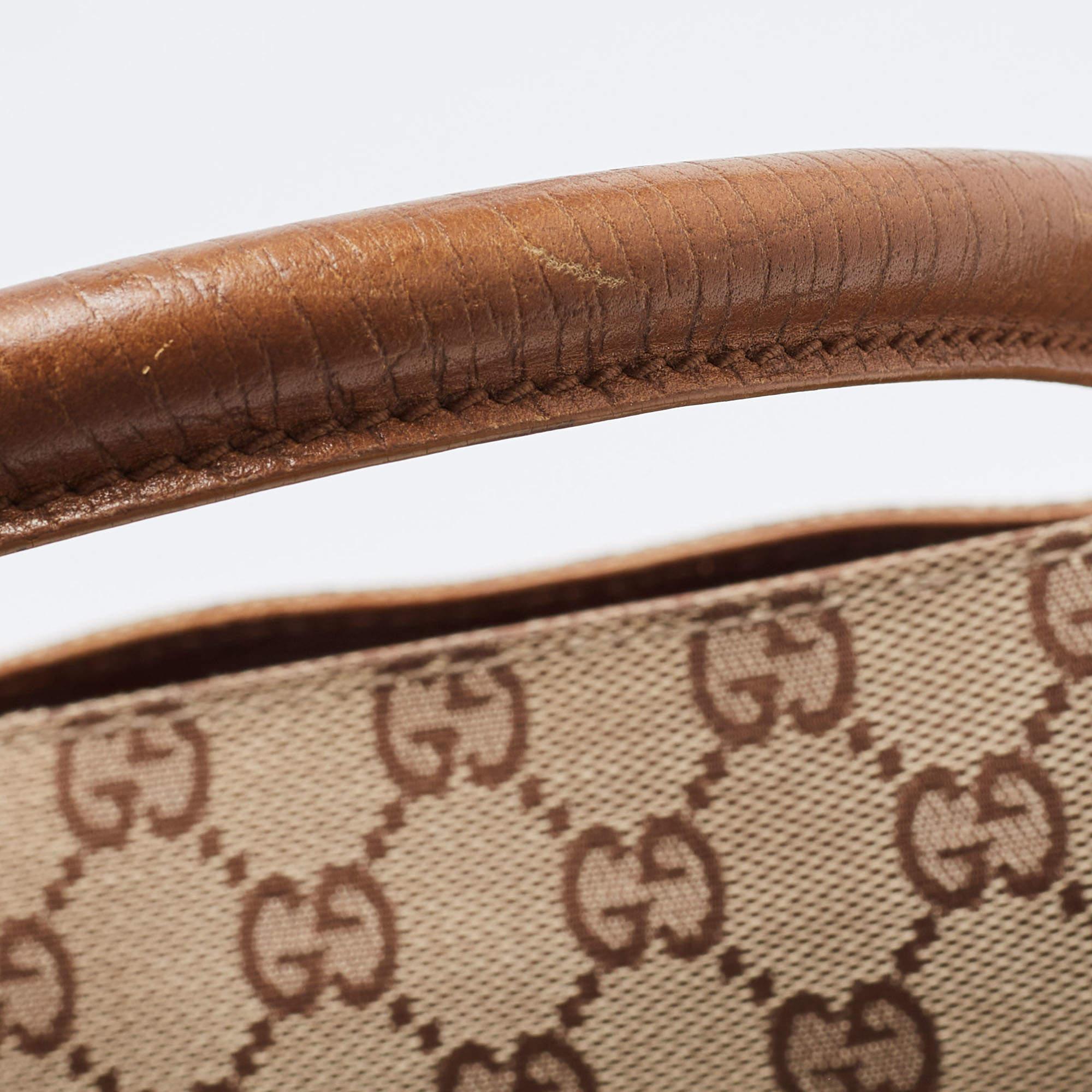 Gucci Brown/Beige GG Canvas And Leather Bamboo Tote 8