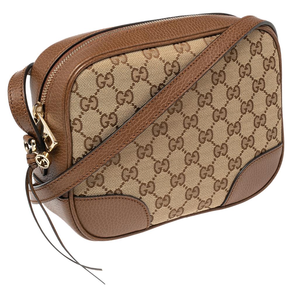Women's Gucci Brown/Beige GG Canvas and Leather Bree Crossbody Bag