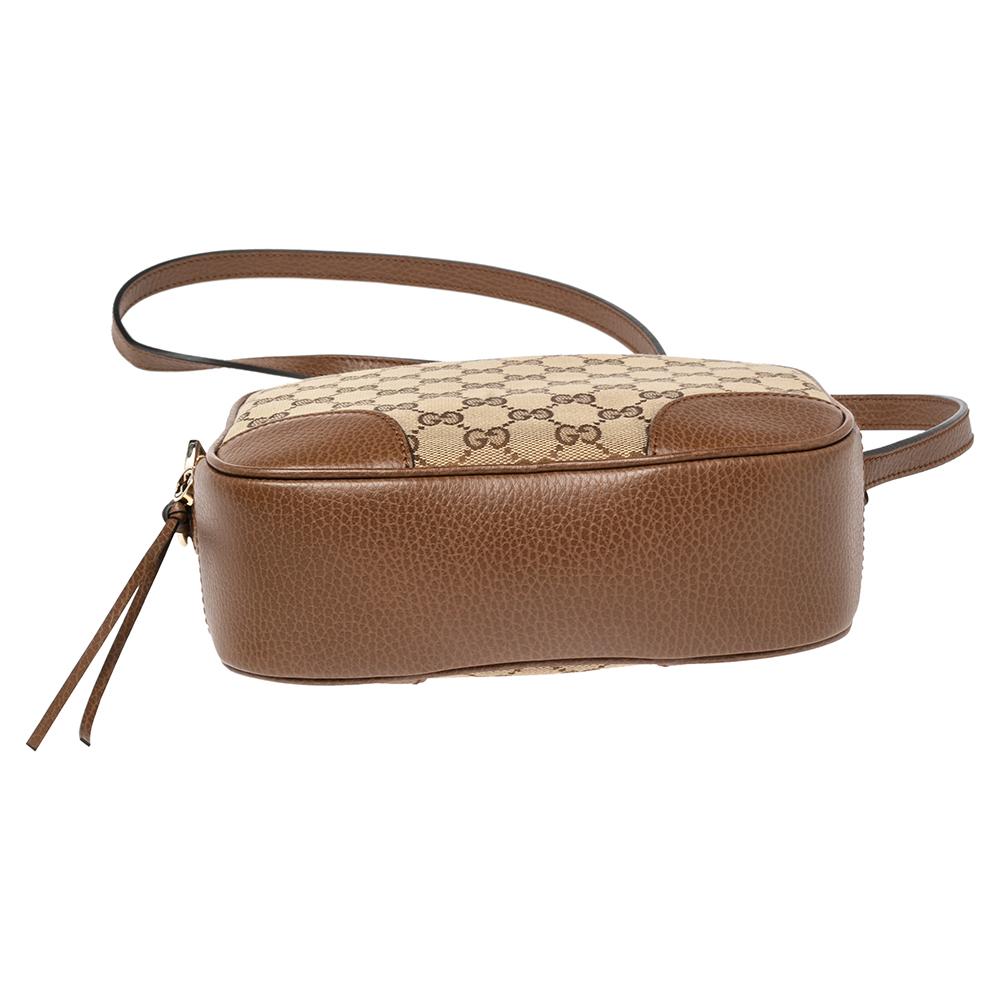 Gucci Brown/Beige GG Canvas and Leather Bree Crossbody Bag 1