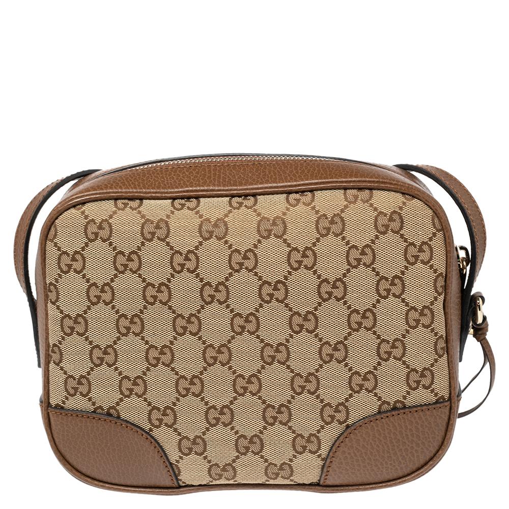 Gucci Brown/Beige GG Canvas and Leather Bree Crossbody Bag 2