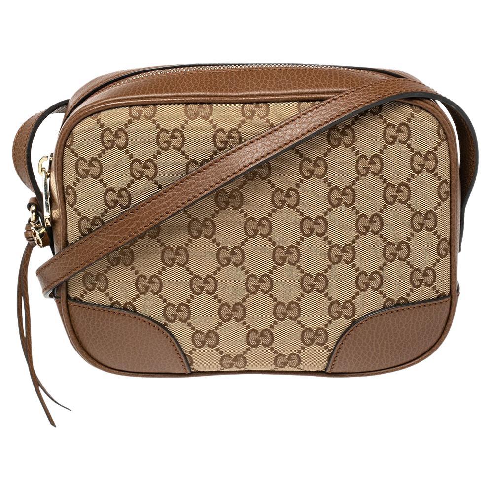 Gucci Brown/Beige GG Canvas and Leather Bree Crossbody Bag