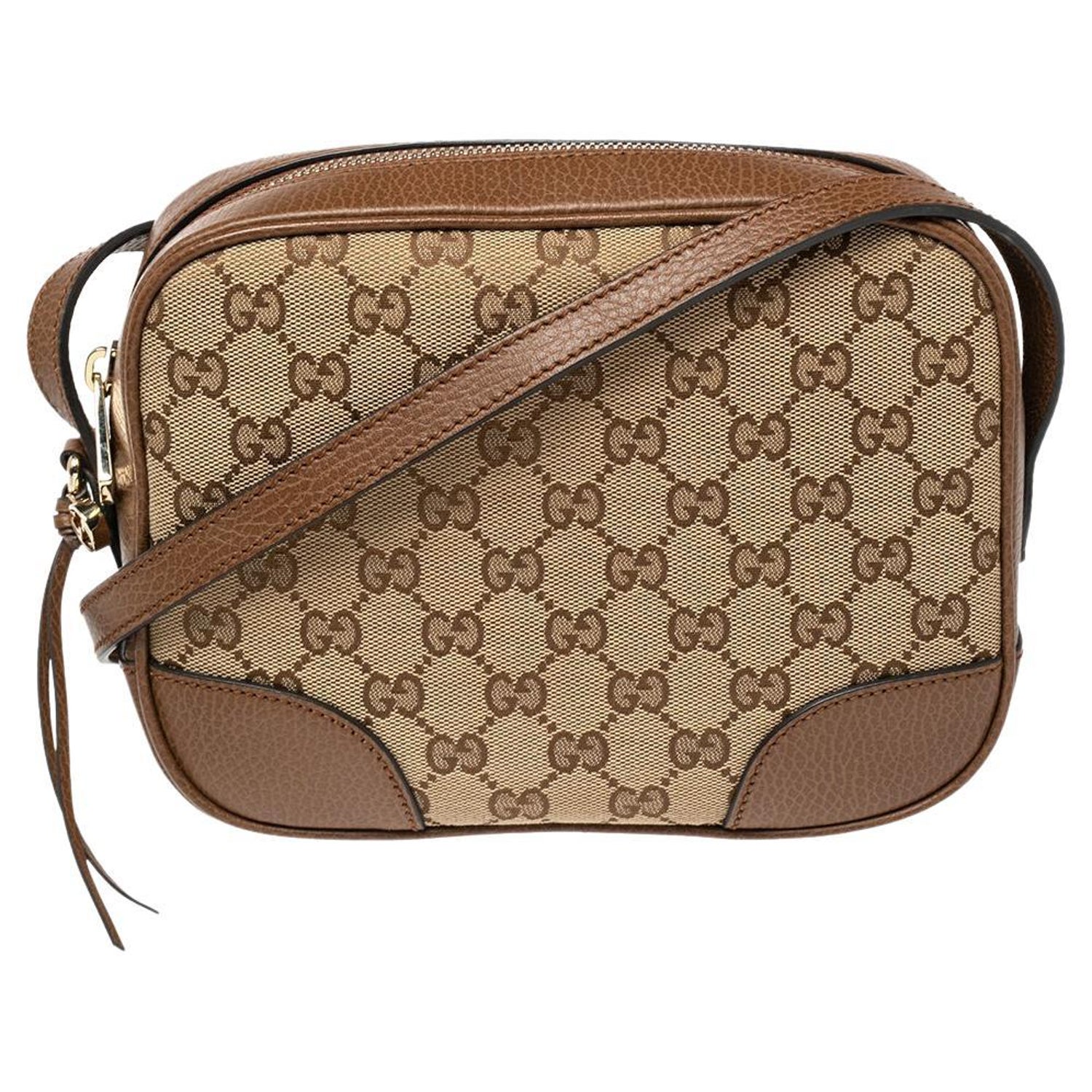 Gucci Brown/Beige GG Canvas and Leather Bree Crossbody Bag at 1stDibs