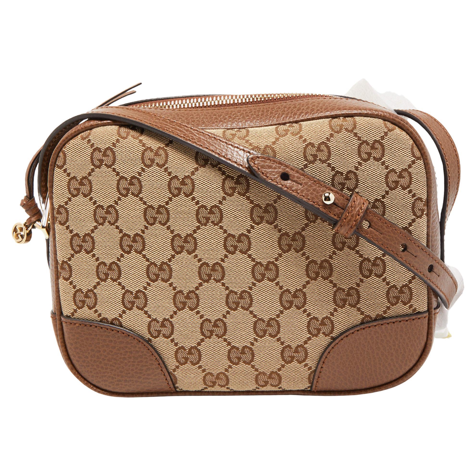 Gucci Brown/Beige GG Canvas and Leather Bree Crossbody Bag