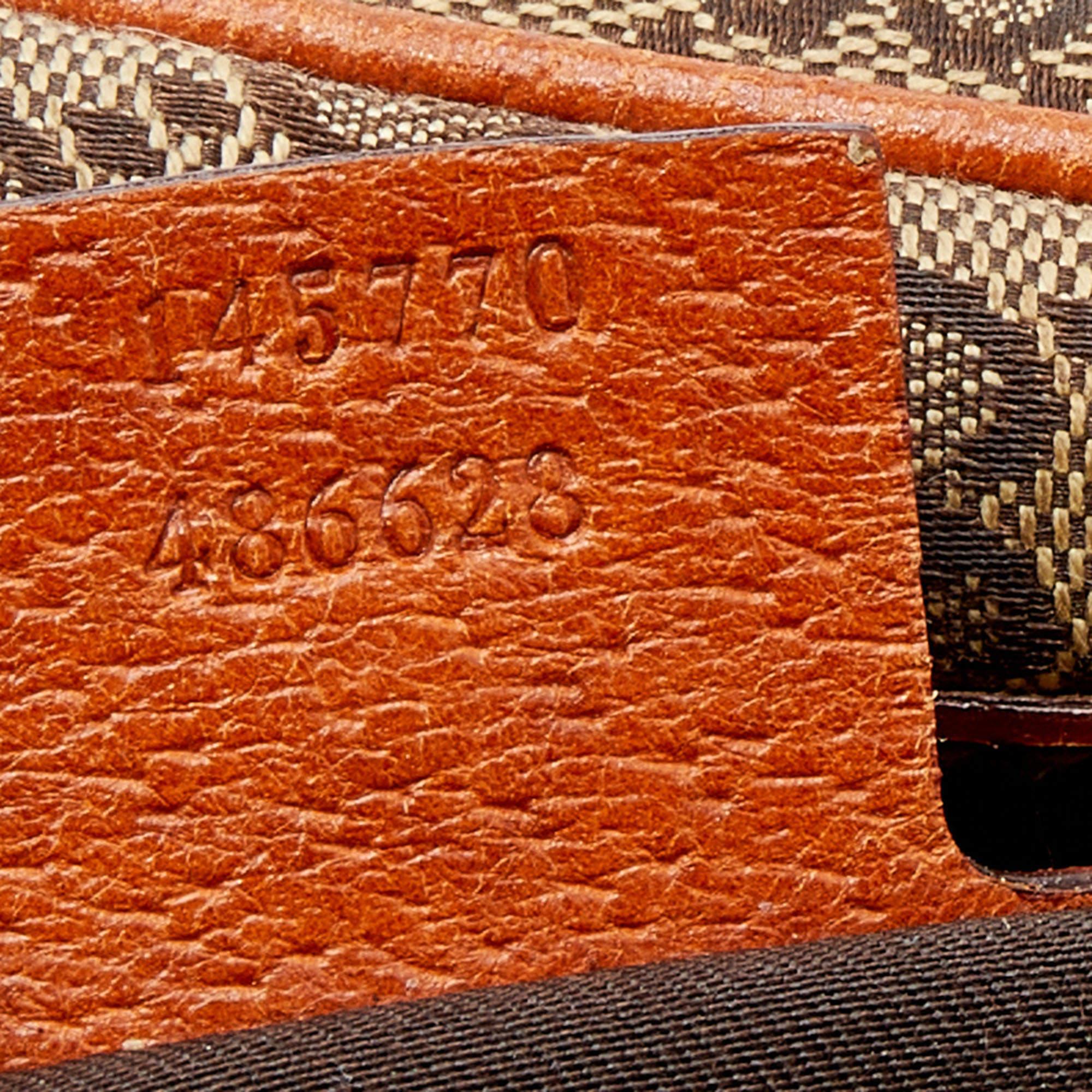 Gucci Boston Tasche aus Segeltuch und Leder mit brauner/beigefarbener GG-Schnalle im Angebot 3
