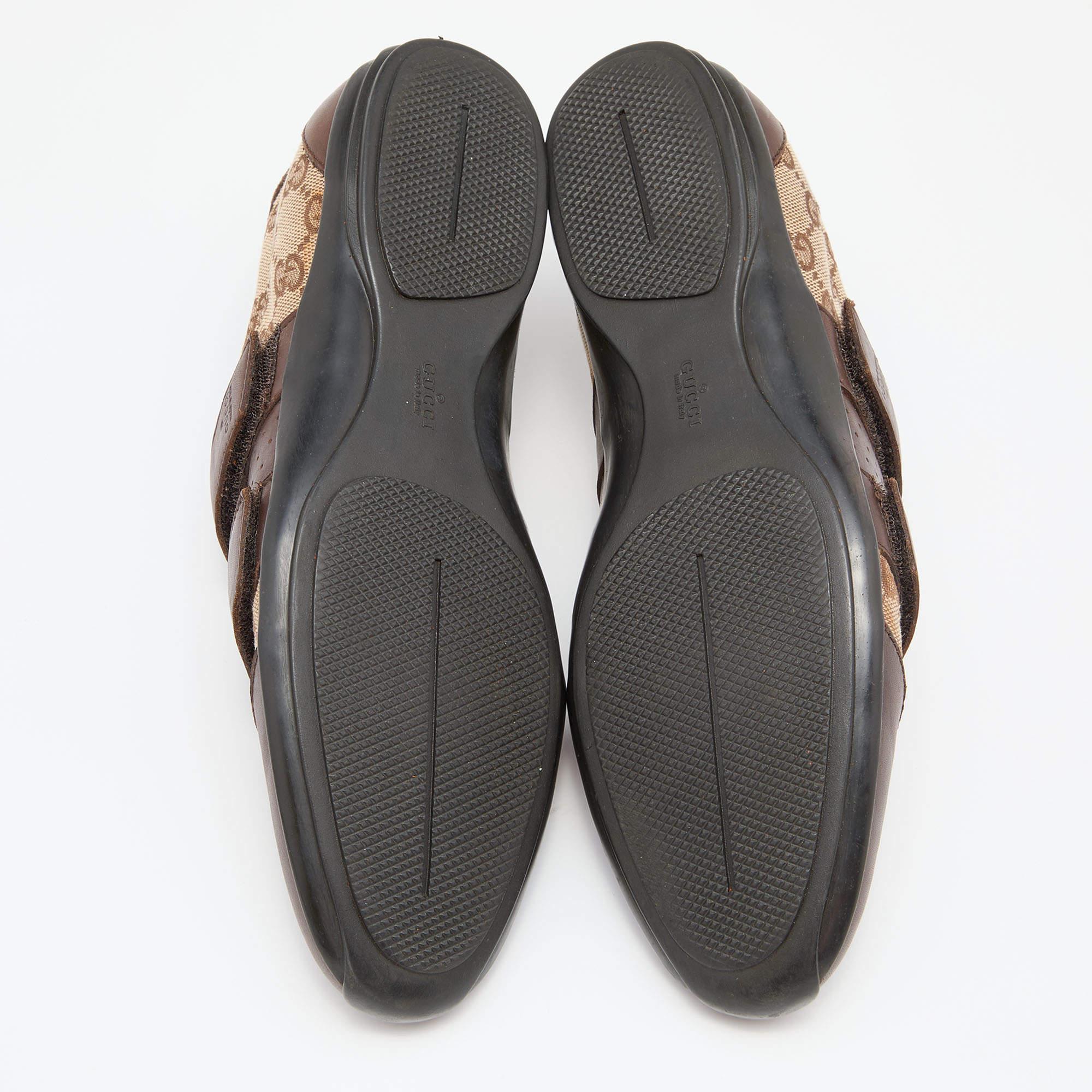 Gucci Brown/Beige GG Canvas und Leder Double Velcro Strap Sneakers Größe 39.5 3