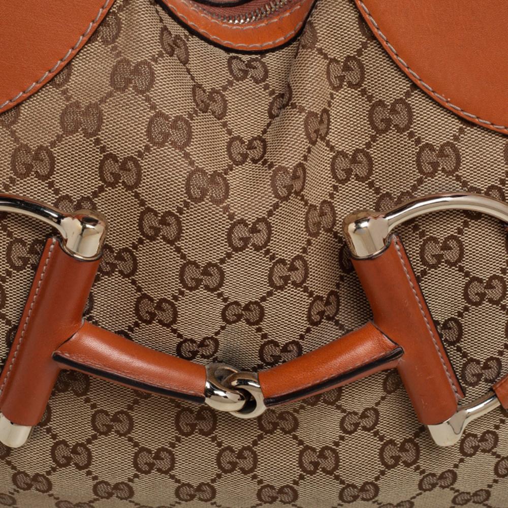 Gucci Braun/Beige GG Segeltuch und Leder Horsebit Heritage Hobo 2