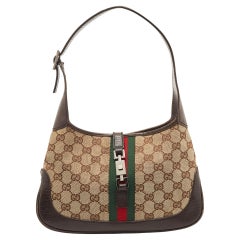 Gucci Brown/Beige GG Canvas and Leather Jackie O Hobo