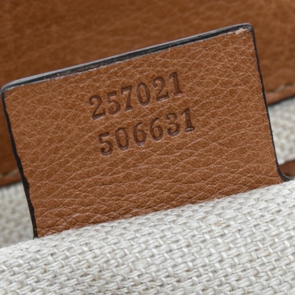 Braun/Beige GG Canvas und Leder Marrakesch Umhängetasche mit Klappe 6