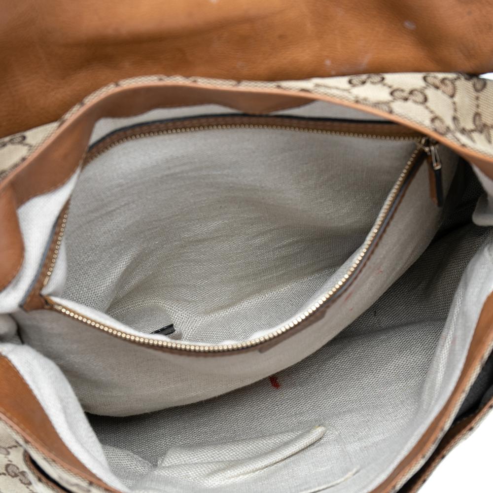 Braun/Beige GG Canvas und Leder Marrakesch Umhängetasche mit Klappe 7