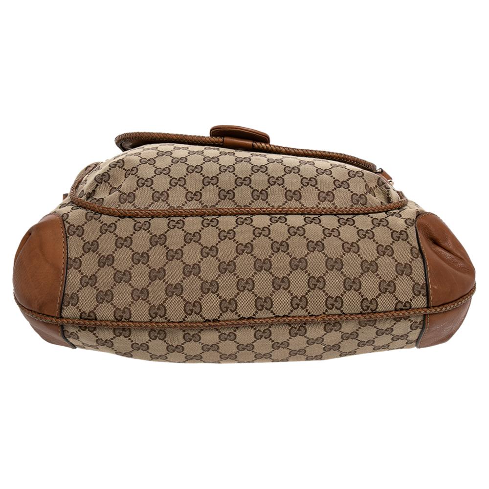 Braun/Beige GG Canvas und Leder Marrakesch Umhängetasche mit Klappe 1